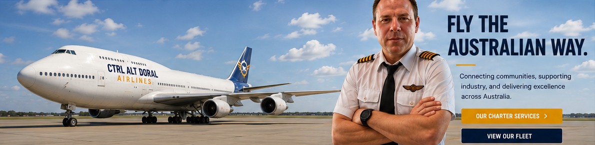 Ctrl Alt Doral Airlines 747 and pilot hero banner